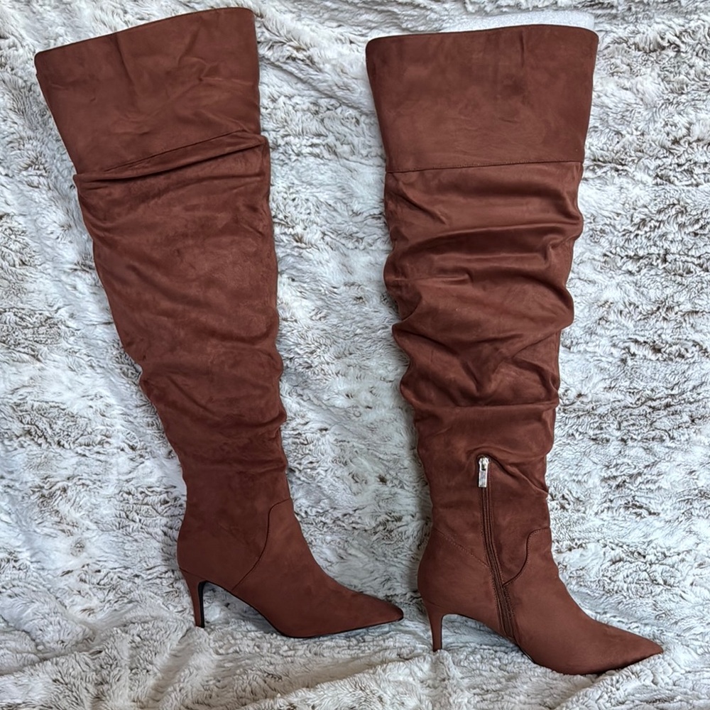 Brown Suede Over-the-Knee Boots